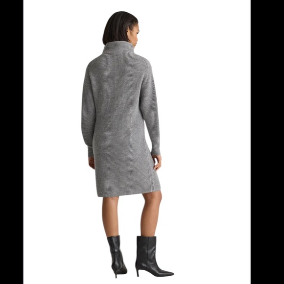 🆕 Quince Merino Wool Relaxed Turtleneck Sweater Dress Heather Size M Grey - Picture 2 of 9